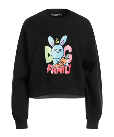 Dolce & Gabbana Solid Color Printed Sweatshirt In Black
