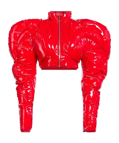 Dolce & Gabbana Solid Color Puffer Jackets In Red