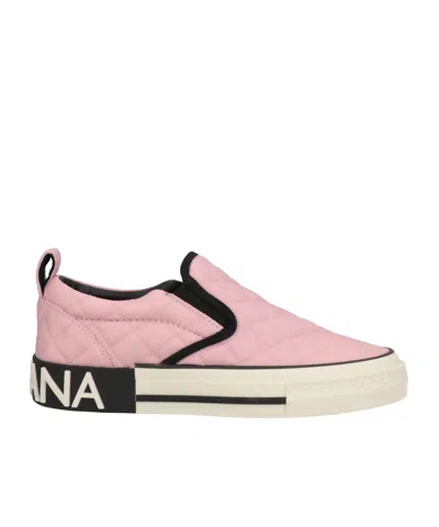 Dolce & Gabbana Solid Color Round Toe Casual Shoes In Pink
