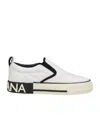 Dolce & Gabbana Solid Color Round-toe Sneakers In White