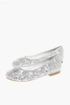 DOLCE & GABBANA SOLID COLOR SEQUINED BALLET FLATS WITH METAL LOGO