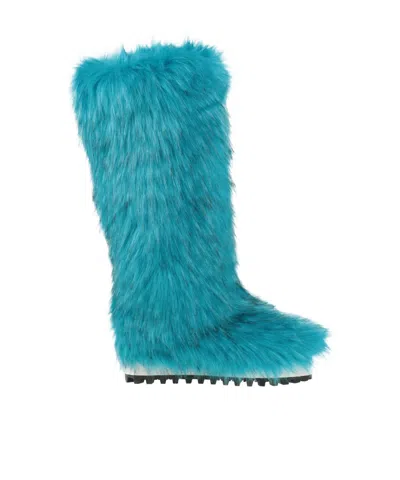 Dolce & Gabbana Solid Color Short Boots In Blue
