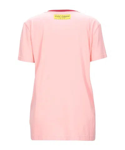 Dolce & Gabbana Solid Color Short Sleeve T-shirt In Pink