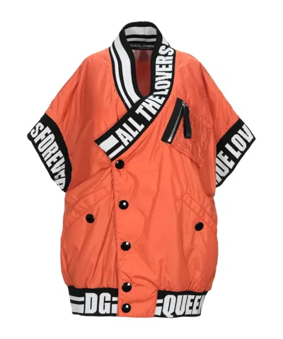 Dolce & Gabbana Solid Color Short-sleeve Cardigan In Orange