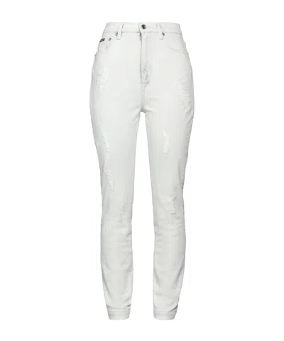 Dolce & Gabbana Solid Color Skinny Jeans In White