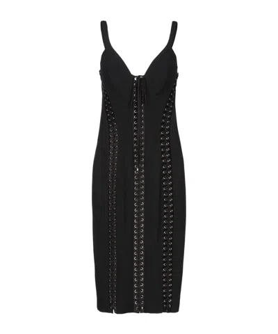 Dolce & Gabbana Solid Color Sleeveless Slim-fit Dress In Black