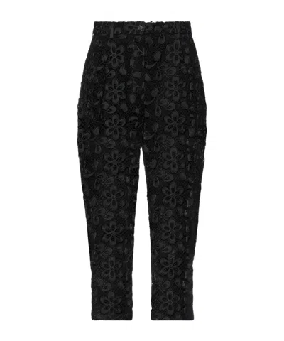 Dolce & Gabbana Solid Color Tapered Pants In Black