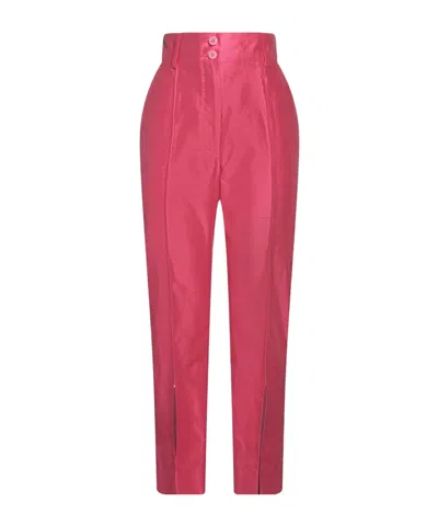 Dolce & Gabbana Solid Color Tapered Trousers In Pink