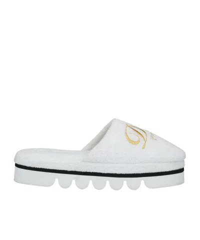 Dolce & Gabbana Solid Color Terry Cloth Slippers In White