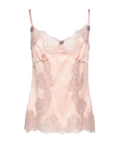 Dolce & Gabbana Solid Color Tops In Nude Pink