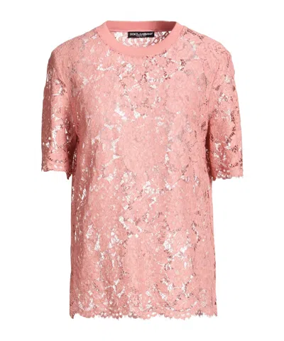 Dolce & Gabbana Solid Color Tops In Pink
