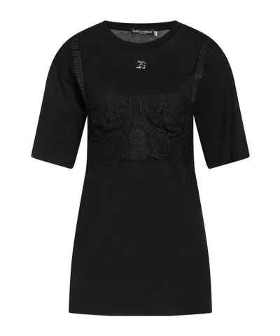 Dolce & Gabbana Solid Color T-shirts In Black
