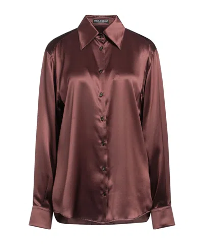 Dolce & Gabbana Woman Shirt Chocolate Brown Size 10 Silk