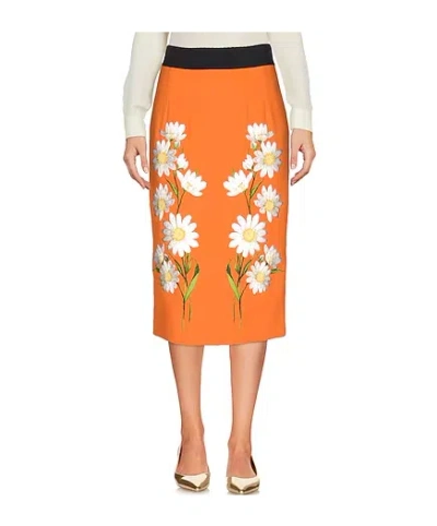 Dolce & Gabbana Solid Crepe Skirt In Orange