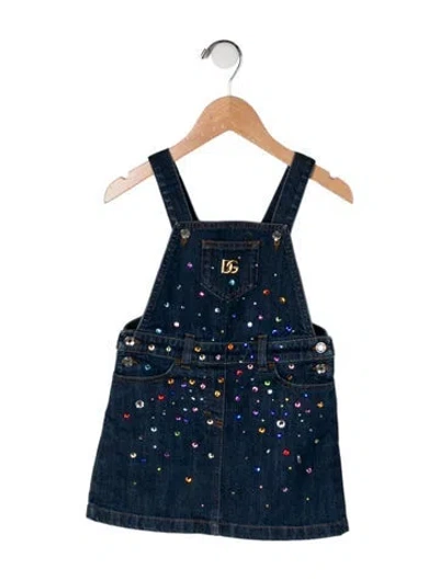 Pre-owned Dolce & Gabbana Babies' Solid Denim Dress In Blue