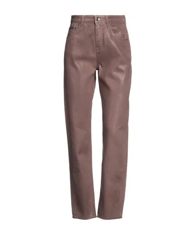 Dolce & Gabbana Solid Denim Trousers In Brown