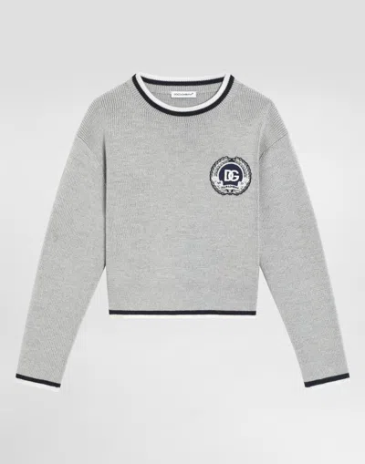 Dolce & Gabbana Solid Knit Sweater In Gray