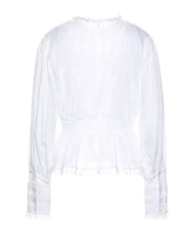Dolce & Gabbana Solid Lace Long Sleeve Top In White