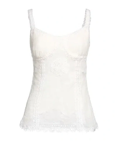 Dolce & Gabbana Solid Lace Top In White