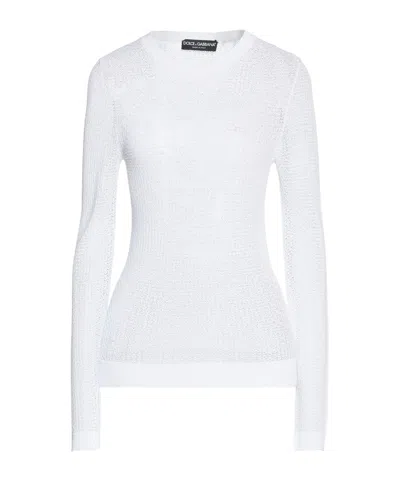 Dolce & Gabbana Solid Lightweight Knit Sweater In White