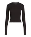 Dolce & Gabbana Solid Long Sleeve Cropped Top In Black