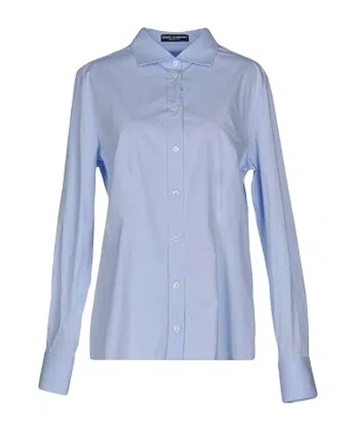 Dolce & Gabbana Solid Long Sleeve Shirt In Blue