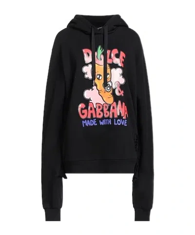 Dolce & Gabbana Solid Print Hoodie In Black