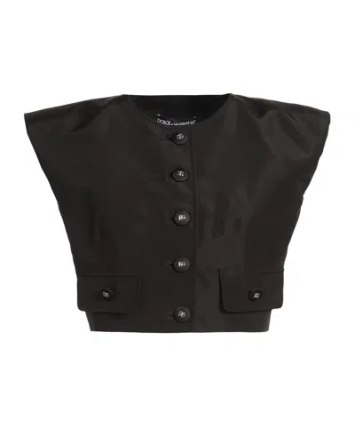 Dolce & Gabbana Solid Satin Jumpsuit In Black