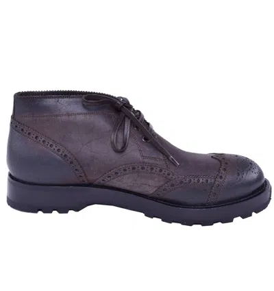 Pre-owned Dolce & Gabbana Solid Waxed Leather Boots Shoes Brown 03847