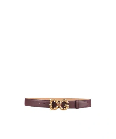 Dolce & Gabbana Solidcolor Belt In Burgundy