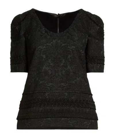 Dolce & Gabbana Solid-color Jacquard Short-sleeve Top In Black
