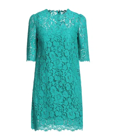 Dolce & Gabbana Solidcolor Lace Dress In Green