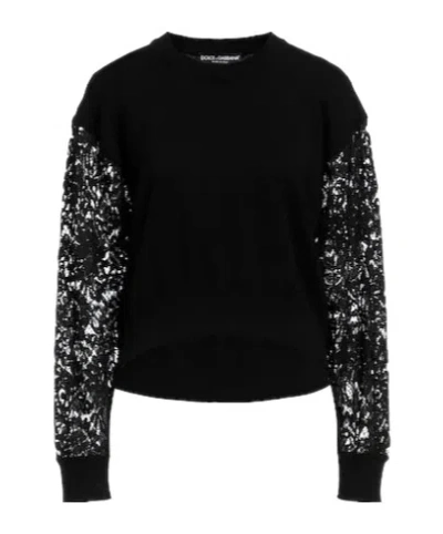 Dolce & Gabbana Solidcolor Lace Knit Top In Multi