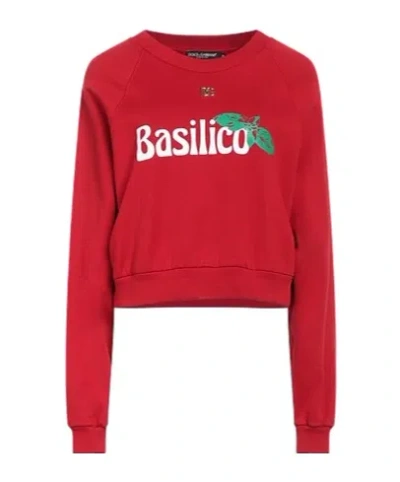 Dolce & Gabbana Solid-color Printed Sweatshirt In Red