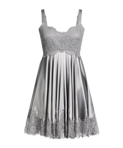 Dolce & Gabbana Solid-color Satin Dress In Silver