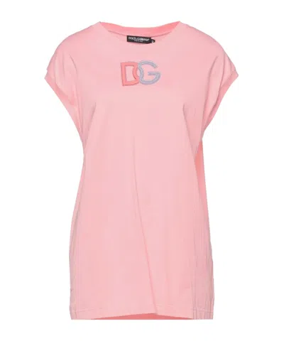 Dolce & Gabbana Solid-color Short-sleeved T-shirt In Pink