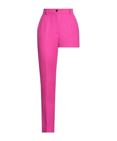 Dolce & Gabbana Solid-color Wool Trousers In Pink