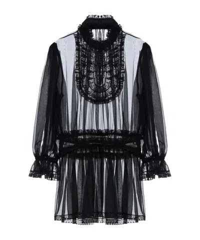 Dolce & Gabbana Solid-colored Chiffon Blouse In Black