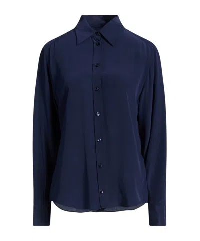 Dolce & Gabbana Solid-colored Chiffon Shirt In Blue
