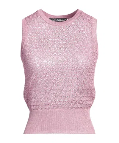 Dolce & Gabbana Solid-colored Knit Tank Top In Pink