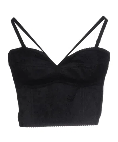 Dolce & Gabbana Solid-colored Lace Camisole In Black