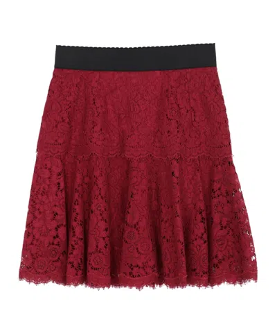 Dolce & Gabbana Solid-colored Lace Dress In Red