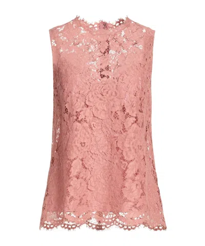 Dolce & Gabbana Solid-colored Lace Sleeveless Top In Pink