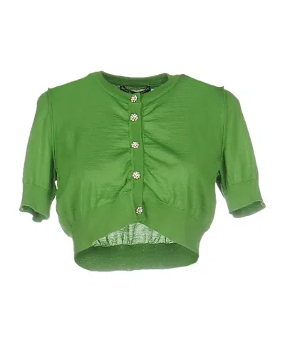 Dolce & Gabbana Solid-colored Lightweight Knit Short-sleeve Top In Green