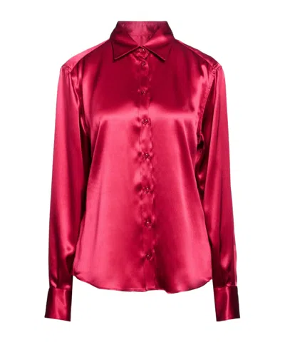 Dolce & Gabbana Solid-colored Satin Long-sleeve Shirt In Red