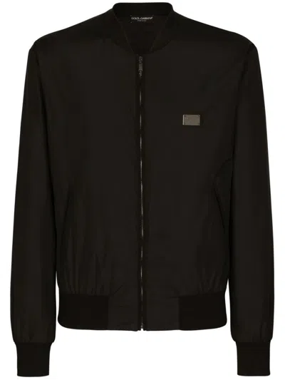 Dolce & Gabbana Sophisticated Black Bomber Jacket With Baseball Collar