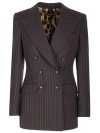 DOLCE & GABBANA SOPHISTICATED PINSTRIPED TURLINGTON JACKET FOR WOMEN IN BROWN