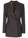 Dolce & Gabbana Dolce&gabbana Women Pinstriped Wool Jacket In Brown