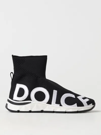 Dolce & Gabbana Kids' Logo-print Sock-style Sneakers In Black