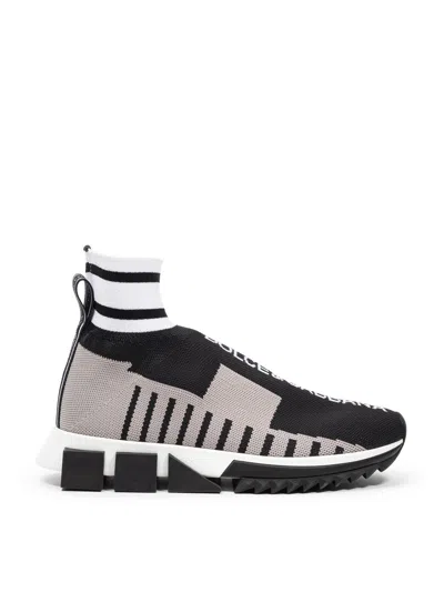 Dolce & Gabbana Sorrento High Elastic Knitted Sneakers  In Black